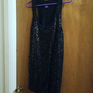 Lane Bryant Racer Back Black Sequin Tank Top